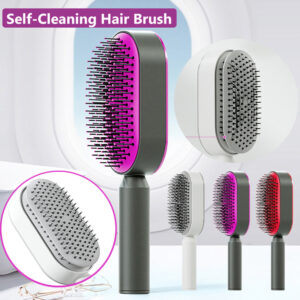 Self-Cleaning Anti-Static Hair Brush with Scalp Massage – Detangling Comb for All Hair Types